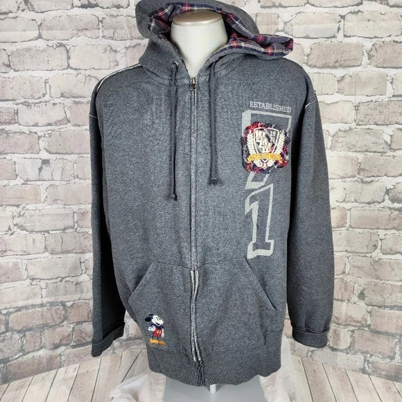 Disneyland Resort WDW Mickey Mouse Full Zip Front  Hoodie Gray XXL Embroidered - Picture 3 of 14